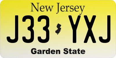 NJ license plate J33YXJ