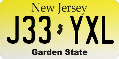 NJ license plate J33YXL