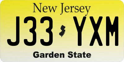 NJ license plate J33YXM