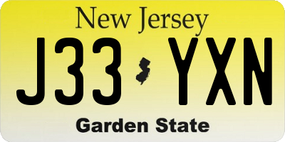 NJ license plate J33YXN