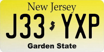 NJ license plate J33YXP