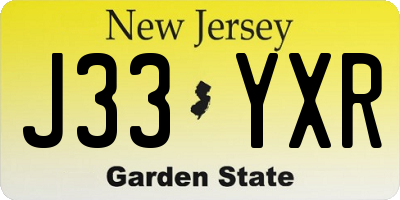 NJ license plate J33YXR