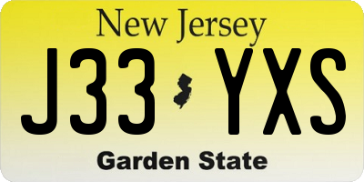 NJ license plate J33YXS