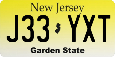 NJ license plate J33YXT