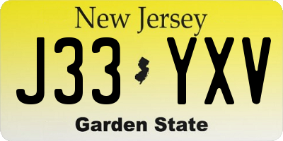 NJ license plate J33YXV