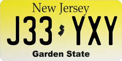 NJ license plate J33YXY