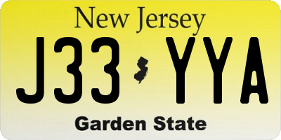 NJ license plate J33YYA