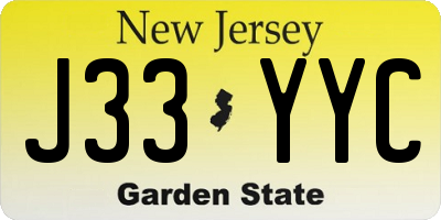 NJ license plate J33YYC