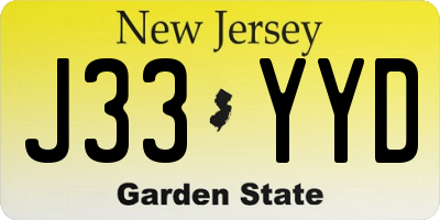 NJ license plate J33YYD