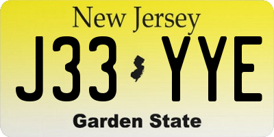 NJ license plate J33YYE