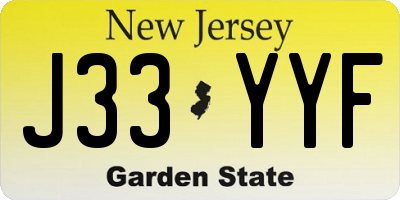 NJ license plate J33YYF