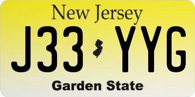 NJ license plate J33YYG