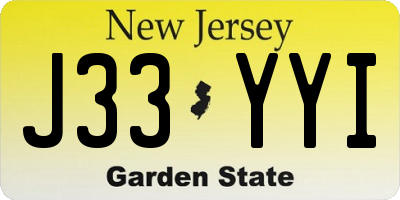 NJ license plate J33YYI