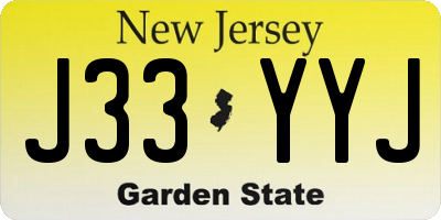 NJ license plate J33YYJ