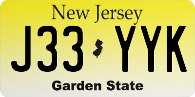 NJ license plate J33YYK