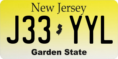 NJ license plate J33YYL