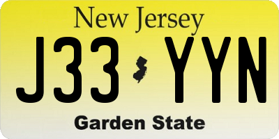 NJ license plate J33YYN