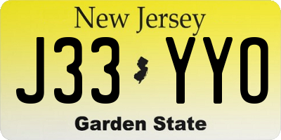 NJ license plate J33YYO