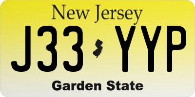 NJ license plate J33YYP