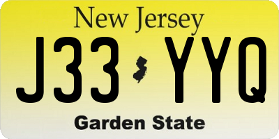 NJ license plate J33YYQ