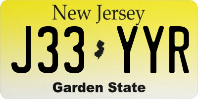 NJ license plate J33YYR