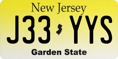 NJ license plate J33YYS