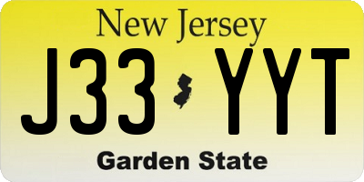 NJ license plate J33YYT