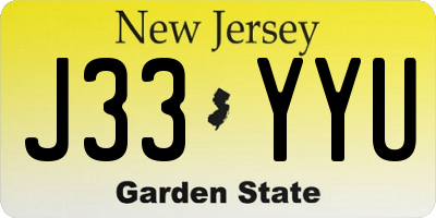 NJ license plate J33YYU