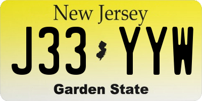 NJ license plate J33YYW