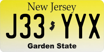 NJ license plate J33YYX