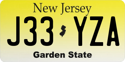 NJ license plate J33YZA