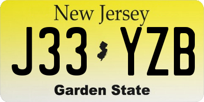 NJ license plate J33YZB