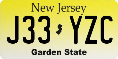 NJ license plate J33YZC