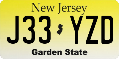 NJ license plate J33YZD