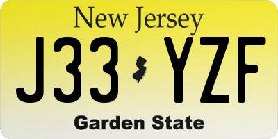 NJ license plate J33YZF