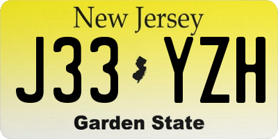 NJ license plate J33YZH