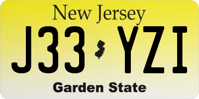 NJ license plate J33YZI