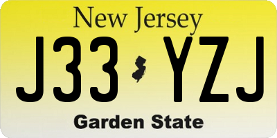 NJ license plate J33YZJ