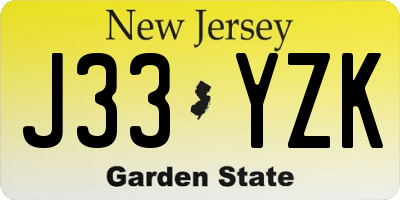 NJ license plate J33YZK