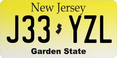 NJ license plate J33YZL