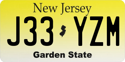 NJ license plate J33YZM