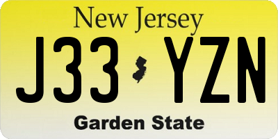 NJ license plate J33YZN