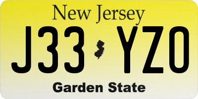 NJ license plate J33YZO