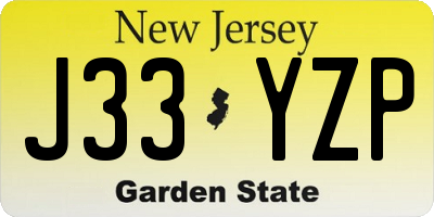 NJ license plate J33YZP