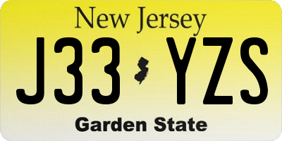 NJ license plate J33YZS