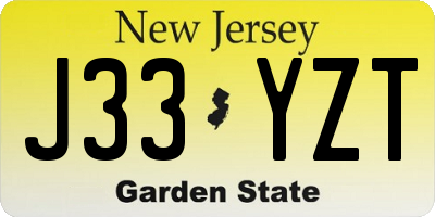 NJ license plate J33YZT