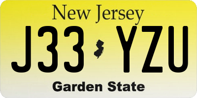 NJ license plate J33YZU