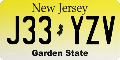 NJ license plate J33YZV