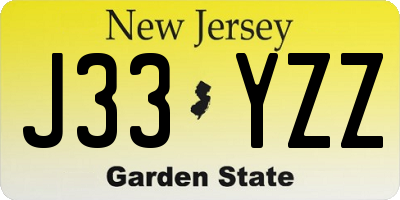 NJ license plate J33YZZ