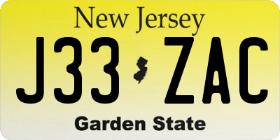 NJ license plate J33ZAC